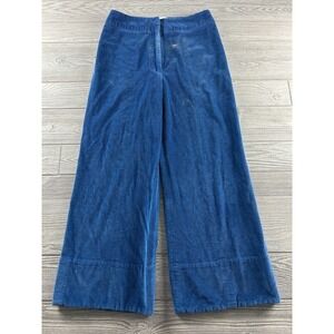 MR. LARKIN Wide Leg Blue Corduroy Pants Women's Size Large Flat Front
